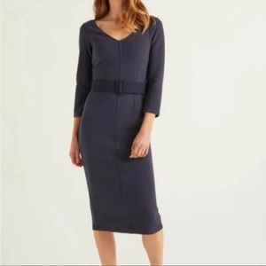 BODEN Margie Ottoman navy blue belted dress sz.10